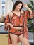 Seksi Pijama Saten 3'lü Pijama Gecelik Alt Üst Takımı, Saten Sabahlık Takımı, Kadın Seksi Giyim 3