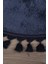Relax Lacivert Yuvarlak 120X120 cm Ponpon Saçaklı Kaymaz Tabanlı Makinede Yıkanabilir Banyo Paspası 2