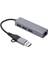 Alüminyum Gigabit Ağ Kartı 1000 Mbps 3 Bağlantı Noktalı 3.0 Hub 2'si 1 Arada Kablo Usb-C - RJ45 Sürücüsüz Ağ Kartı (Yurt Dışından) 4