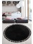 Relax Siyah Yuvarlak 150X150 cm Ponpon Saçaklı Kaymaz Tabanlı Makinede Yıkanabilir Banyo Paspası 1