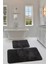 Relax Siyah Köşeli 60X100 + 50X60 cm 2'li Pufidik Banyo Paspası Seti Kaymaz Klozet Takımı 1
