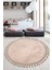 Relax Vizon Yuvarlak 100X100 cm Ponpon Saçaklı Kaymaz Tabanlı Makinede Yıkanabilir Banyo Paspası 1
