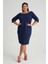 Kadın Lacivert Carmen Yaka Truvakar Kol Büyük Beden Esnek Krep Elbise 3