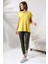 Salaş V Yaka Kısa Kol T-Shirt 19410 Açık Sarı 1