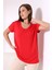 Salaş V Yaka Kısa Kol T-Shirt 19410 Kırmızı 3
