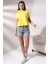 Dik Yaka Pamuklu T-Shirt 19588 Açık Sarı 1