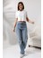 Pamuklu Ribana Bisiklet Yaka Crop T-Shirt 21560 Ekru 1