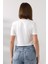 Pamuklu Ribana Bisiklet Yaka Crop T-Shirt 21560 Ekru 4
