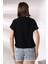 Dik Yaka Pamuklu T-Shirt 19588 Siyah 4