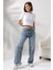 Pamuklu Ribana Bisiklet Yaka Crop T-Shirt 21560 Beyaz 1