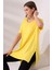 Kolları Katlamalı Yanları Yırtmaçlı Salaş T-Shirt 19598 Açık Sarı 3