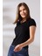 Pamuklu V Yaka Kısa Kol Basic T-Shirt 21043 Siyah 2