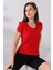 Pis V Yaka Kısa Kol Cepli Basic T-Shirt 21065 Kırmızı 3