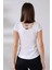Arkası Çapraz Biye Detaylı U Yaka Kısa Kol T-Shirt 21218 Beyaz 4