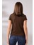 Pamuklu V Yaka Kısa Kol Basic T-Shirt 21043 Kahve 4