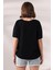 Salaş Pamuklu Yarasa Kol T-Shirt 21571 Siyah 4