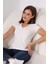Pamuklu V Yaka Kısa Kol Basic T-Shirt 21043 Ekru 3