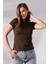 Bisiklet Yaka Kısa Kol Basic T-Shirt 21060 Kahve 2
