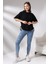 Bürümcük Kumaş Yanları Büzgülü Salaş T-Shirt 21118 Siyah 1