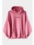 Pembe Kalın Içi Polarlı Oversize Kapüşonlu Hoodie Sweatshirt 1