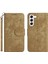 Samsung Galaxy S23 Için+ Toz Geçirmez Telefon Kılıfı Cüzdan Şerit Dokusu Pu Deri Stand Folio Kapak Strap-Sarı (Yurt Dışından) 1