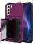 Samsung Galaxy S22 5g Cardcase Serisi Kart Tutucu Kickstand Case Kalınlaştırılmış Pc+Tpu Telefon Kapağı Mirror-Dark Mor ile (Yurt Dışından) 1