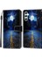 Samsung Galaxy A34 5g Kart Yuvaları Için Şok Geçirmez Kılıf Stand Stand Telefon Kılıf Desen Basılı Deri Kapak Gecesi Yol/ay (Yurt Dışından) 1