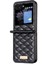 Samsung Galaxy Z Flip5 5g Pu Deri+Pc Kılıfı Baskılı Rhombus Desen Telefon Kapak Black (Yurt Dışından) 2