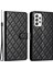 A33 Için 5g Cüzdan Telefon Kabuğu Dikiş Hattı Rhombus Pu Deri Cüzdan Stand Telefon Case-Black (Yurt Dışından) 1