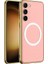 Samsung Galaxy S23 Için Gkk+ Elektraplama Tpu Çerçeve Pu Deri+ Pc Telefon Kılıfı Magsafe-Pink ile Uyumlu (Yurt Dışından) 1
