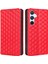 Samsung Galaxy A54 Için 5g Flip Telefon Kılıfı Rhombus Desen Baskılı Pu Deri Cüzdan Stand Kapak-Kırmızı (Yurt Dışından) 1