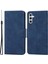 Samsung Galaxy A34 Için 5g Tam Koruma Koruma Düz Renk Deri Manyetik Telefon Kılıfı Stand Cüzdan Strap-Blue ile Flip Telefon Kapağı (Yurt Dışından) 1