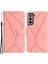 Samsung Galaxy Için HT05 S22+ 5g Baskılı Çizgi Deri Kılıf Deri Touch Cüzdan Telefon Stand Kapak Pembe (Yurt Dışından) 1