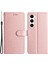 Samsung Galaxy S23+ Pu Deri Stand Kapağı Ipek Doku Cüzdan Strap-Rose Altın ile Telefon Kılıfı (Yurt Dışından) 1