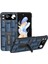 Samsung Galaxy Z Flip4 Için 5g Mahjong Doku Slip Anti-Slip Case Orijinal Inek Deri+Pc Kickstand Telefon Kapak-Mavi (Yurt Dışından) 1