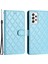 Samsung Galaxy A23 5g (Global VERSIYON)/A23 4g Cep Telefonu Kapak Dikiş Hattı Rhombus Pu Deri Cüzdan Stand Telefon Vaka Sky Mavi (Yurt Dışından) 1
