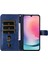 Samsung Galaxy A24 Için 4g Zipper Cep Telefonu Stand Buzağı Doku Deri Deri Cüzdan Telefon Kapak Mavisi (Yurt Dışından) 2