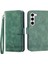 Samsung Galaxy S23 Için Dierfeng Df-03 Pu Deri Stand Telefon Kılıfı, Pu Deri Çizgiler Baskılı Telefon Cüzdan Kapak Yeşili (Yurt Dışından) 1