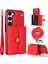 Samsung Galaxy S23+ Rfıd Engelleme Telefon Kılıfı Akordeon Stil Kart Yuvaları Kısa Kayış ve Uzun Kayış Kırmızısı ile Telefon Kickstand Kapağı (Yurt Dışından) 1