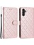 Samsung Galaxy A34 Için Stand Telefon Kılıfı A34 5g Dikiş Hattı Rhombus Pu Deri Cüzdan Strap-Rose Gold ile Telefon Kapağı (Yurt Dışından) 1