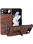 Samsung Galaxy Z Flip4 Için 5g Koruyucu Kapak Orijinal Inek Deri+Pc Kickstand Telefon Case-Brown (Yurt Dışından) 1