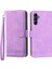 Samsung Galaxy A24 Için Dierfeng Df-03 4g Deri Telefon Vaka Çizgileri Baskılı Telefon Kapağı Cüzdan Stand-Murple (Yurt Dışından) 1