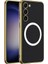 Samsung Galaxy S23 Için Gkk+ Elektraplama Tpu Frame Pu Deri+ Pc Telefon Kılıfı Magsafe-Black ile Uyumlu (Yurt Dışından) 1