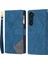 Samsung Galaxy Z Fold5 5g 5g Cüzdan Flip Pu Pu Deri Çizgiler Baskılı Fermuar Cep Standı Telefon Kapak-Blue (Yurt Dışından) 1