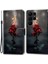 Samsung Galaxy S23 Için Ultra Pu Deri Desen Baskı Telefon Kılıf Kart Tutucu Strap-Fire Rose ile Stand Kapağı (Yurt Dışından) 1