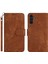 Samsung Galaxy A34 5g Finger Anti-Fingerprint Stripe Doku Telefon Kılıfı Pu Pu Deri Stand Kapağı Strap-Brown (Yurt Dışından) 1