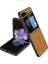 Samsung Galaxy Z Flip5 5g Cilt Touch Hissed Hissetme Cep Telefonu Kılıf Anti-Çizelge Pu Deri+Pc Telefon Kapak-Kahverengi (Yurt Dışından) 1