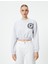 Crop Sweatshirt Bisiklet Yaka Baskılı 3