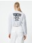 Crop Sweatshirt Bisiklet Yaka Baskılı 4