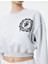 Crop Sweatshirt Bisiklet Yaka Baskılı 5